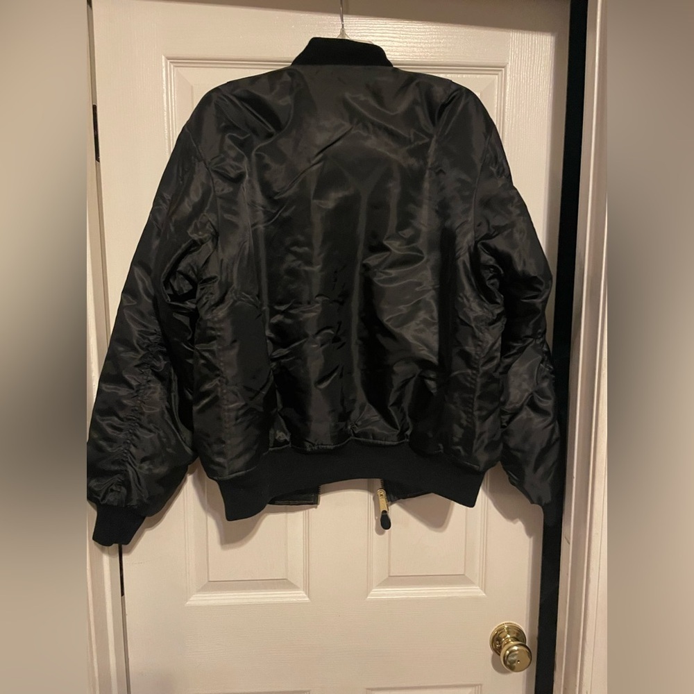 Unisex Bomber Jacket - Black and Orange size Large New - Picture 8 of 8